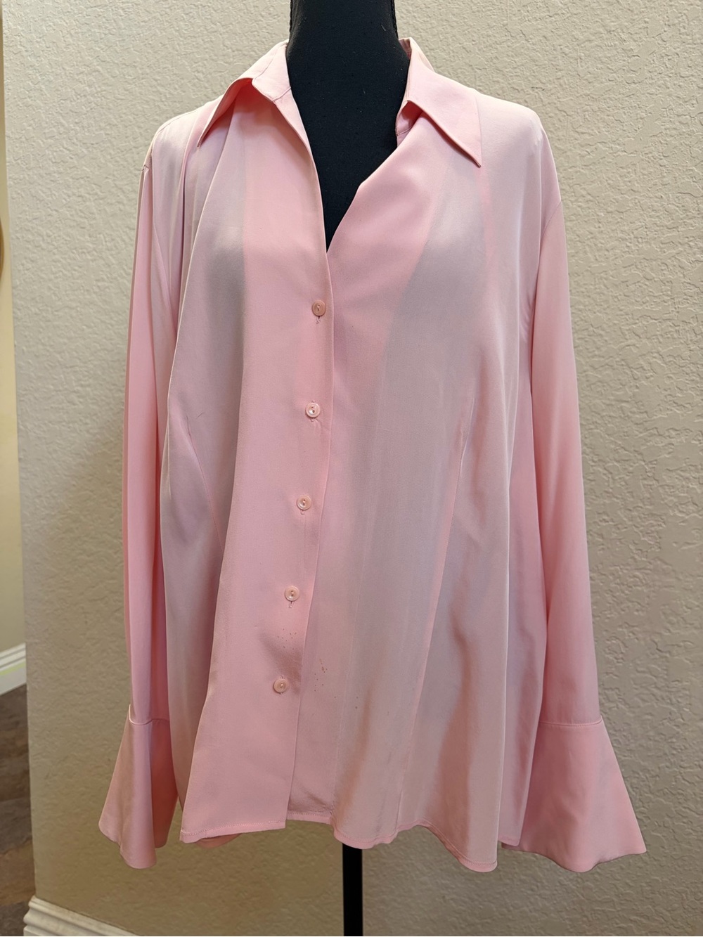 Relaxed Pink Button-Down Collared Shirt